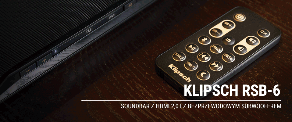 Klipsch RSB-6 soundbar HDMI 2.0 z bezprzewodowym subwooferem