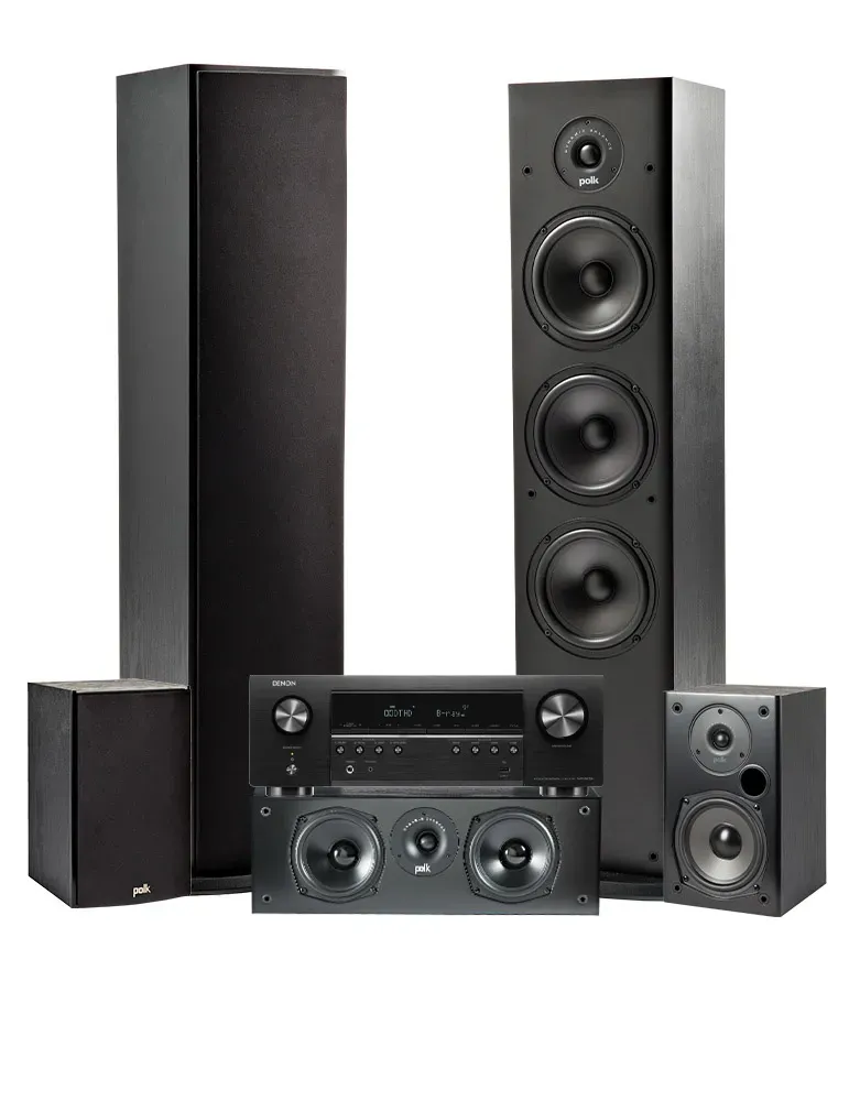 Zestaw Denon AVC-S670H + Polk T50/T15/T30 — Audio 5.0 z Bluetooth i USB, Kolor: Czarny - zdjęcie 1