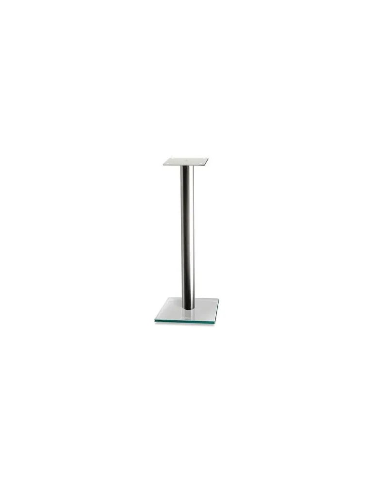 Norstone Epur — Podstawy głośnikowe 60 cm, stal i szkło, minimalistyczny design, Kolor: Silver Satin - zdjęcie 1