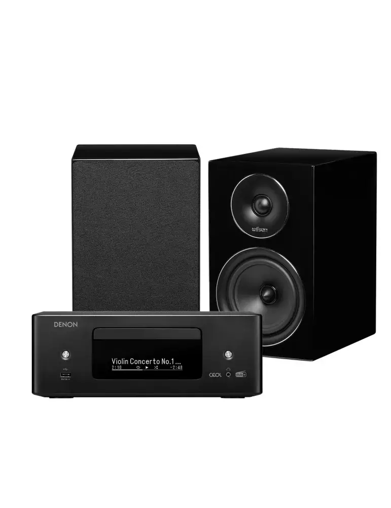 Zestaw stereo Denon RCD-N12 DAB + Wilson EL-4 — Bluetooth, 4x50W, USB, Kolor: Biały - zdjęcie 2