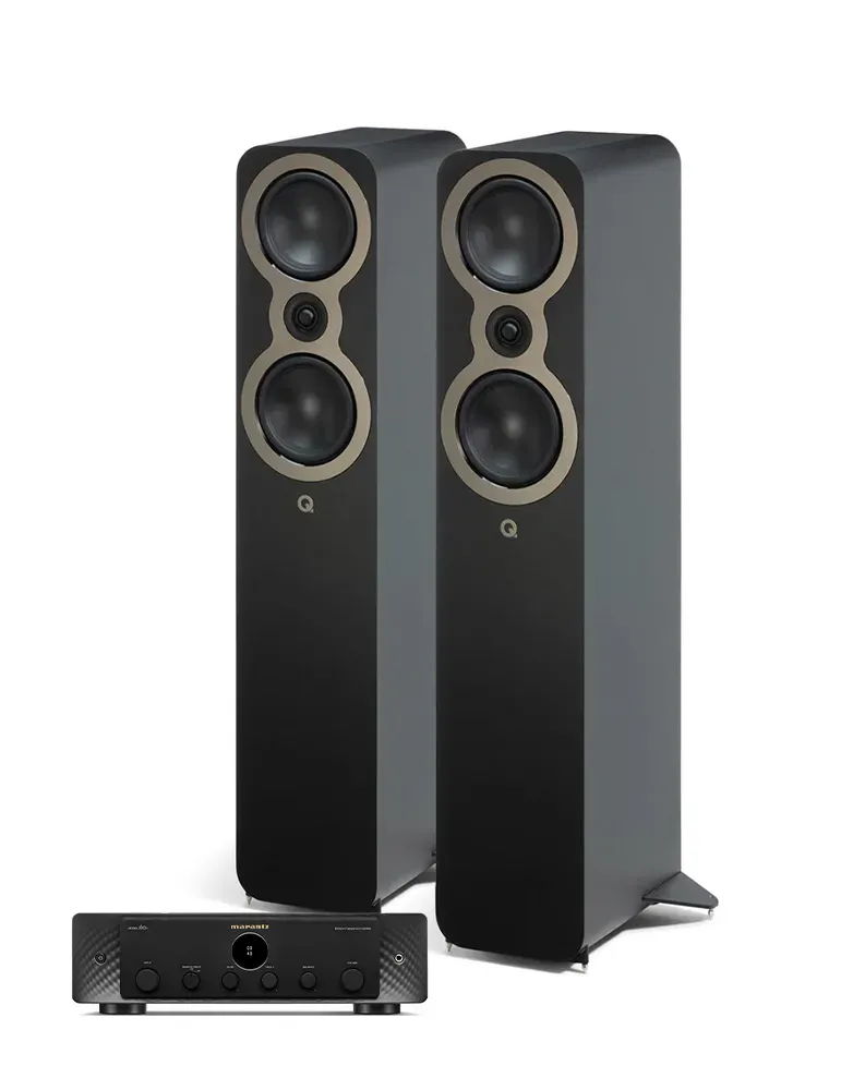 Zestaw stereo Denon Marantz Model 60n/Q Acoustics 3050c — wysoka jakość dźwięku Bluetooth, Kolor: Silver-Gold - zdjęcie 2